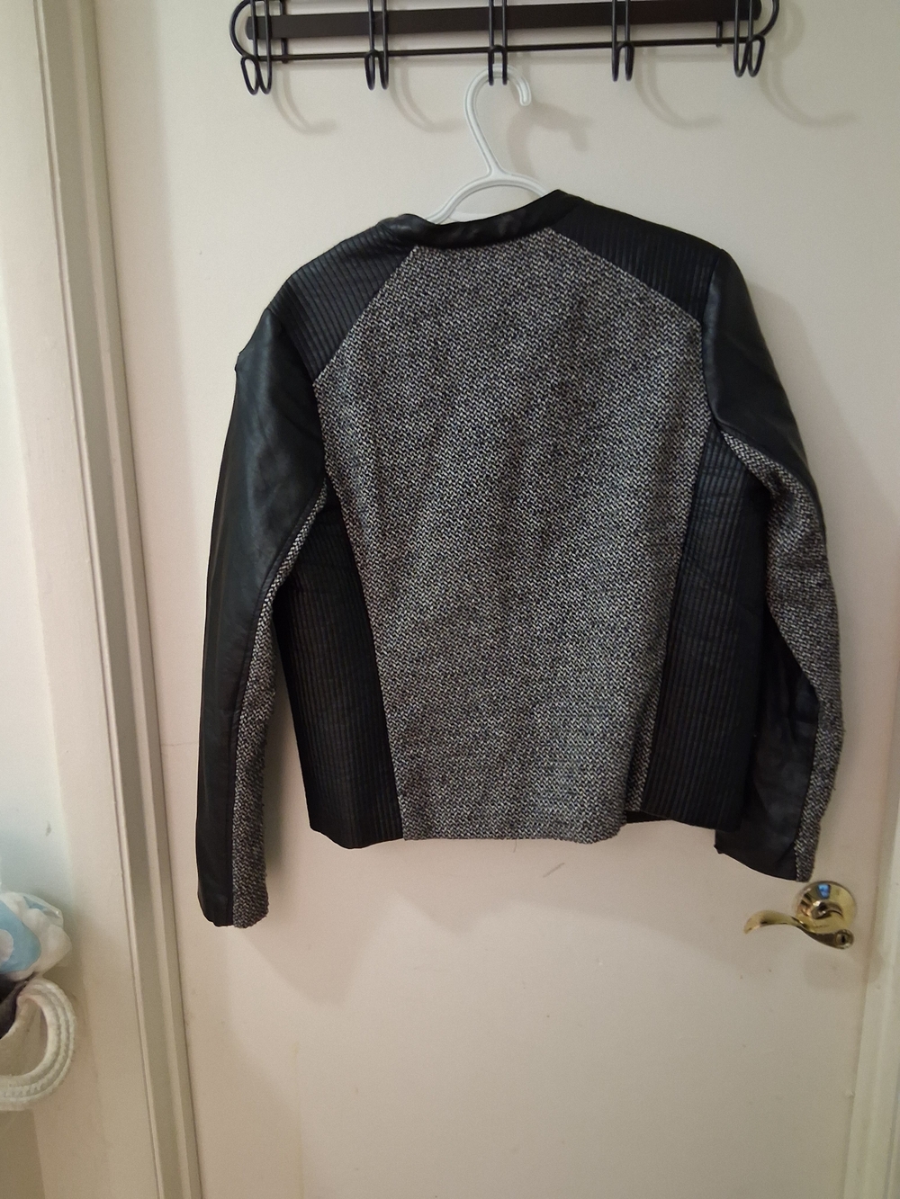 Fashion To Figure  Black and Gray Textured Panel Moto Jacket - Picture 2 of 6